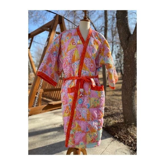 OOAK Vintage Boho Quilted Patchwork Housecoat - Picture 4 of 15